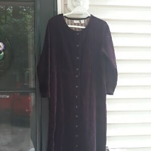 L.L. Bean Dark Purple/plum Corduroy Dress Wide Wale Thick